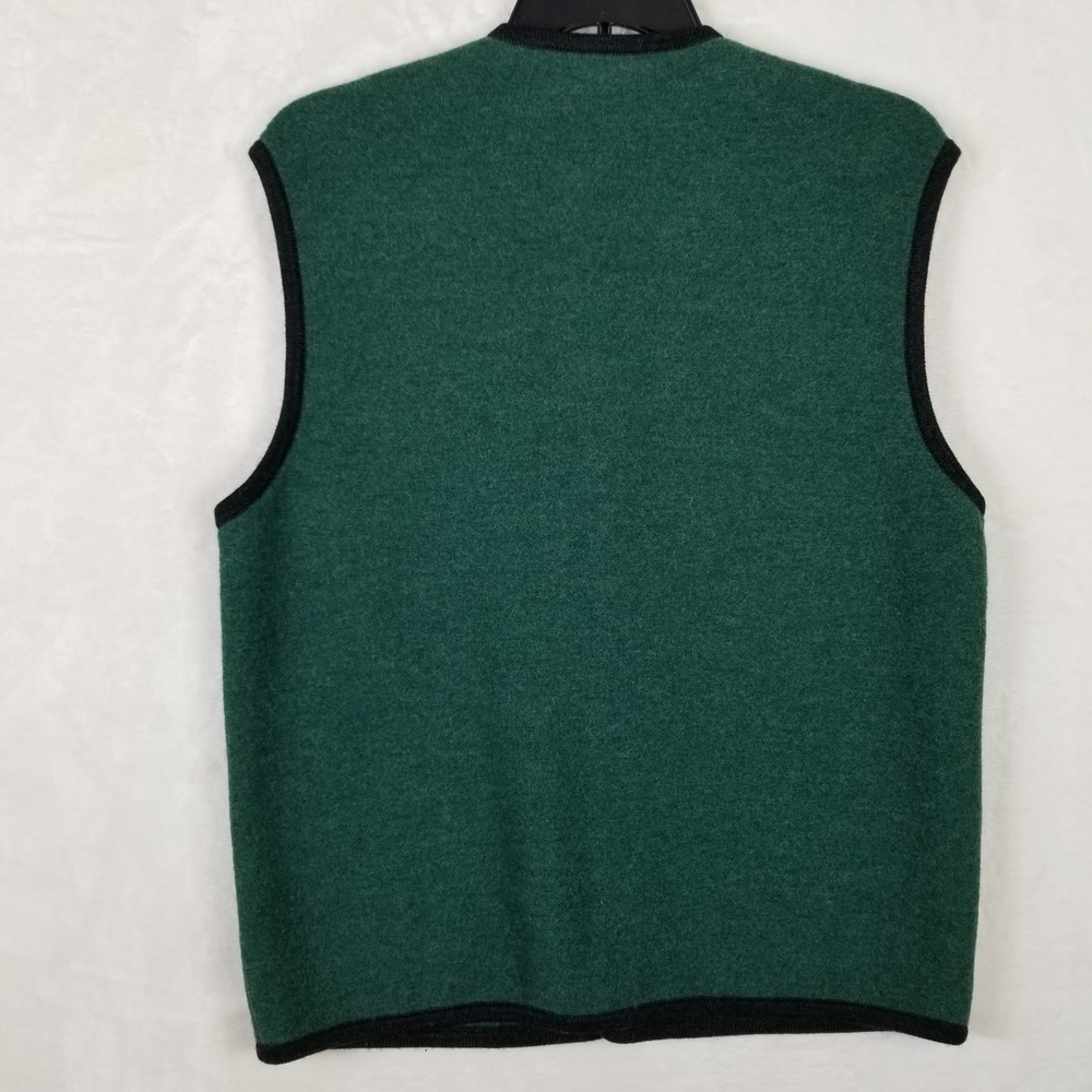 Geiger Collection Mens Green Boiled Wool Vest Austria Tyrolean Crest Button 50 - Picture 2 of 7